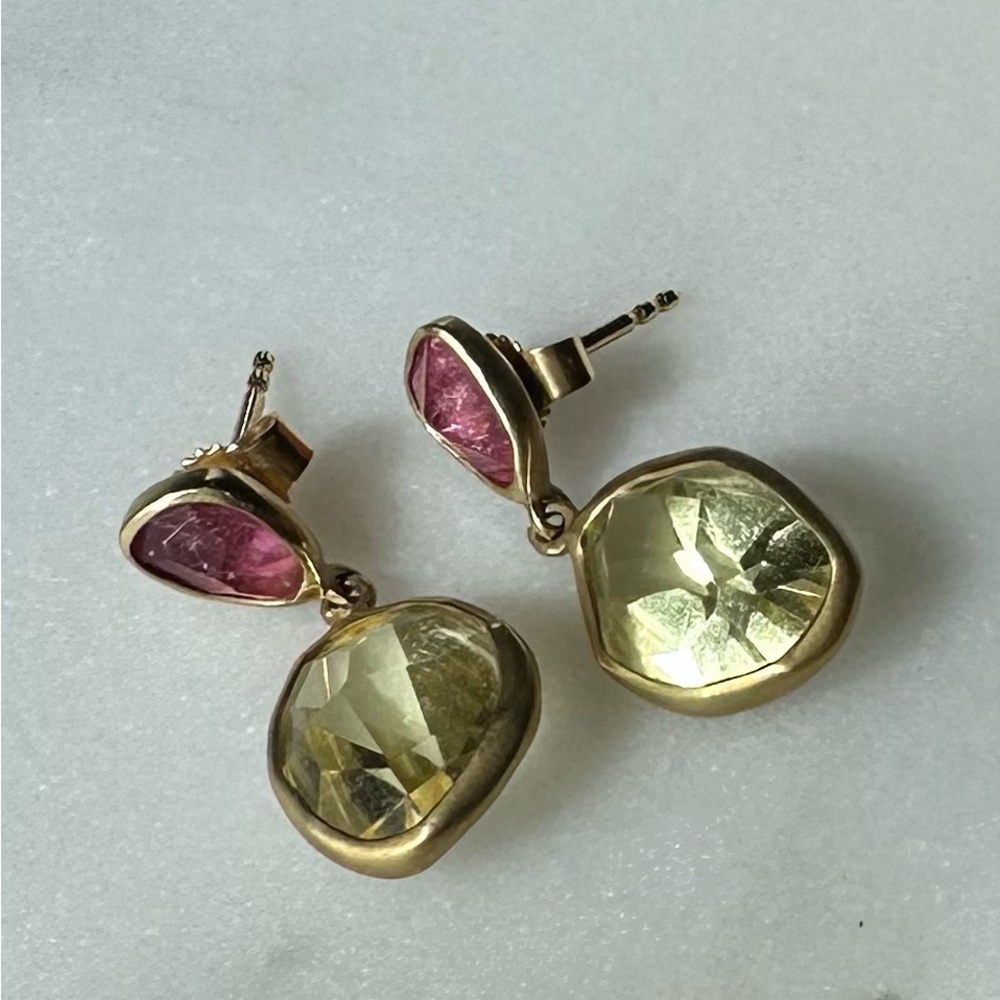 Elegant Gold and Pink Earrings